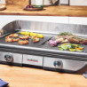 Ηλεκτρική ψησταριά με κινητές πλάκες Gastroback Advanced Pro 42523, 2300 W, 50 × 30 cm, 90–240 °C, Λεία/ραβδωτή, Αντικολλητική, Δίσκος συλλογής λίπους, Μαύρο/ανοξείδωτο