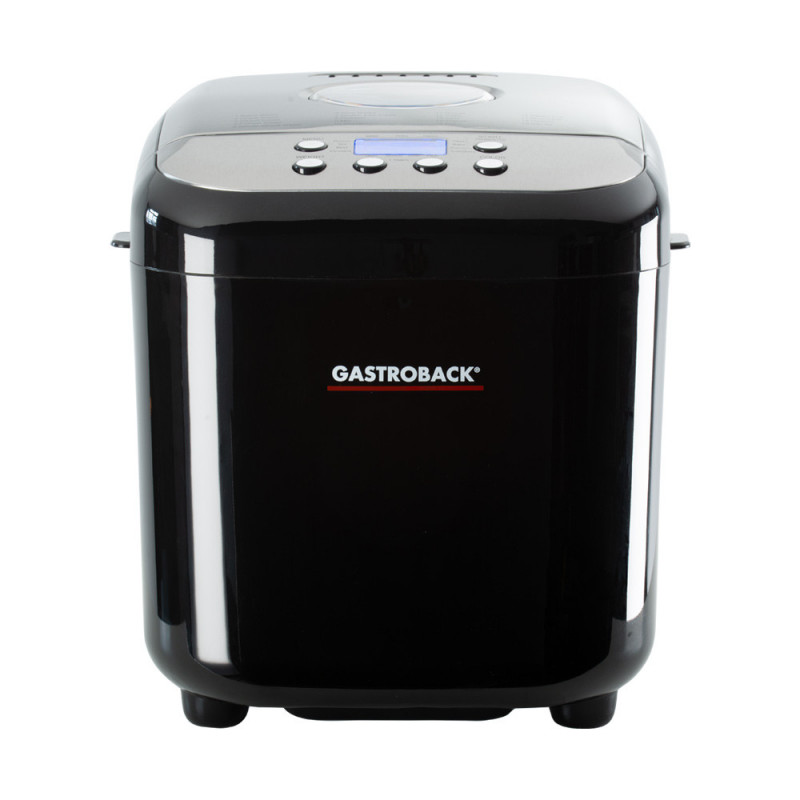 Φούρνος ψωμιού Gastroback Design Pro 42822, 500 W, 500-750-1000 γρ., 19 προγράμματα, Αντικολλητικό δοχείο, 7 είδη ψωμιού, 3 επίπεδα ψησίματος, Μαύρο