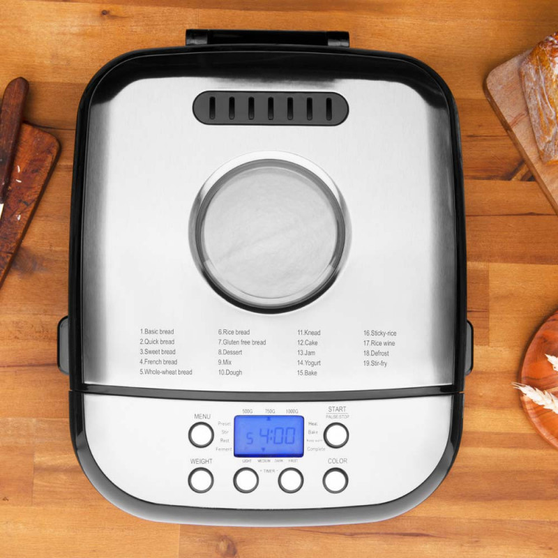 Φούρνος ψωμιού Gastroback Design Pro 42822, 500 W, 500-750-1000 γρ., 19 προγράμματα, Αντικολλητικό δοχείο, 7 είδη ψωμιού, 3 επίπεδα ψησίματος, Μαύρο