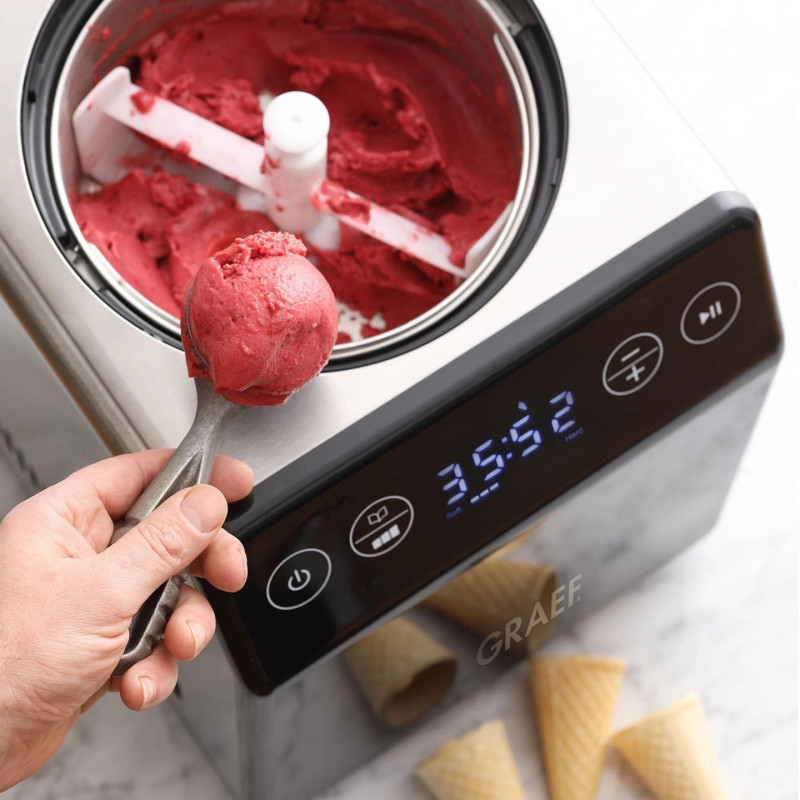 Παγωτομηχανή 2 σε 1 Graef IM706, 180 W, 2 λίτρα, 4 προγράμματα, από -18 °C έως -35 °C, οθόνη αφής, μαύρο
