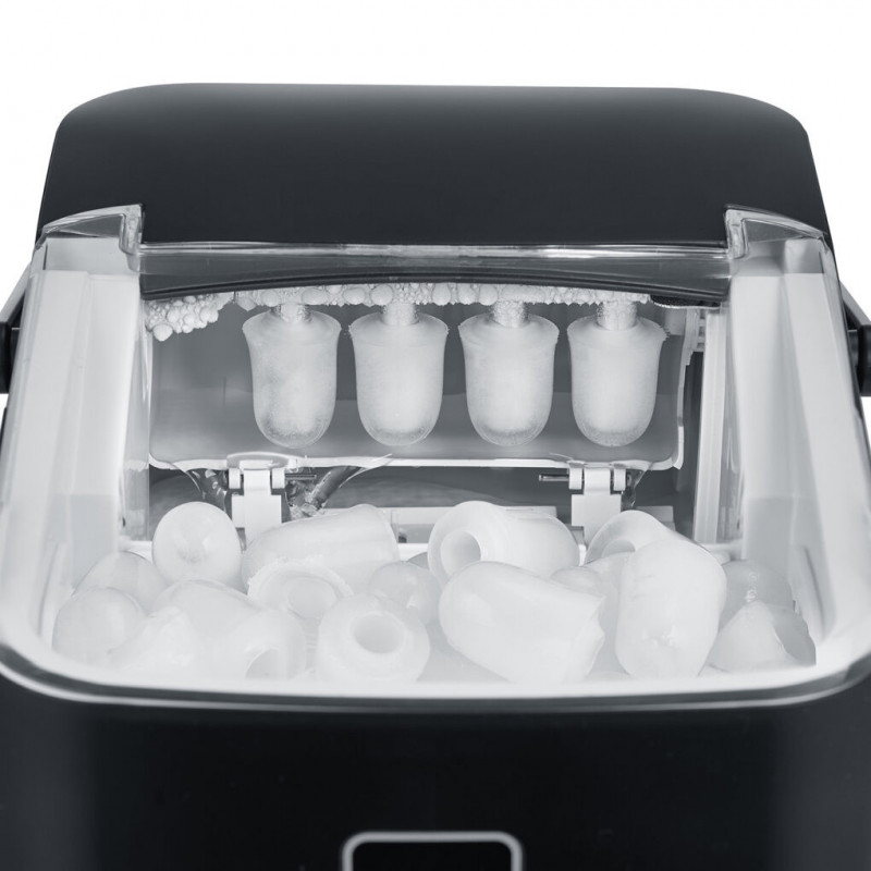 Παγομηχανή Caso IceChef Compact 3401, 120 W, 1 λίτρο, 12 κιλά/24 ώρες, 2 μεγέθη, Αυτοκαθαρισμός, Με συμπιεστή, Μαύρο ματ