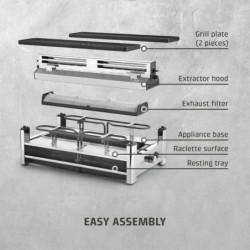 Γκριλ ρακλέτ CASO Design Raclette AirClean, 1500 W, κεραμικές πλάκες, σύστημα για μείωση των οσμών και του καπνού, φίλτρο, ανοξείδωτο