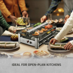 Γκριλ ρακλέτ CASO Design Raclette AirClean, 1500 W, κεραμικές πλάκες, σύστημα για μείωση των οσμών και του καπνού, φίλτρο, ανοξείδωτο