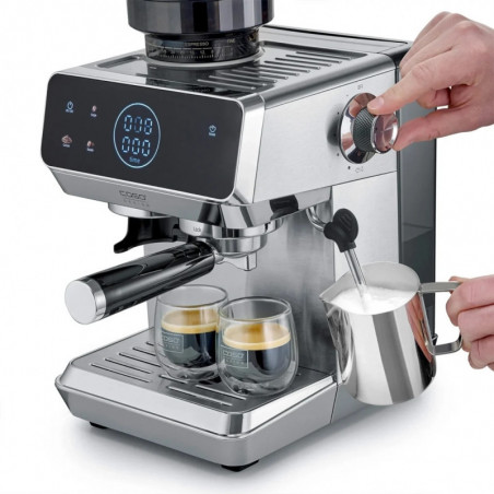 Μηχανή εσπρέσο Caso EspressoGourmet&Grind, 1500 W, 20 bar, 1,8 λίτρα, Ulka, προ-έγχυση, Cold Brew, χειριστήριο με οθόνη αφής, μύλος, πορταφίλτρο, ανοξείδωτο