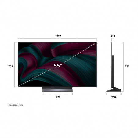 Τηλεόραση LG OLED55C51LA, 4K Ultra HD 3840 x 2160, 55", Κατηγορία G, OLED, Smart TV, Dolby Vision, AI Upscaling, webOS, Μαύρο