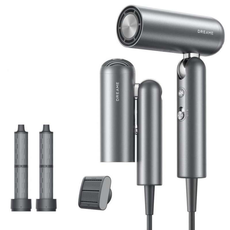 Πιστολάκι μαλλιών Dreame Pocket AHD51-SG Pro, 1300W, 110.000 στροφές/λεπτό, 70 m/s, 2 ταχύτητες, 5 θερμοκρασίες, NTC, Coanda, Πτυσσόμενο, Γκρι