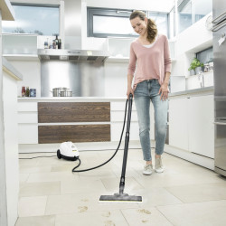 Ατμοκαθαριστής Karcher SC 2 EasyFix, 1500 W, 1 λίτρο, 3,2 bar, 75 m², χρόνος προθέρμανσης έως 6,5 λεπτά, προστασία από τα παιδιά, λευκό/μαύρο