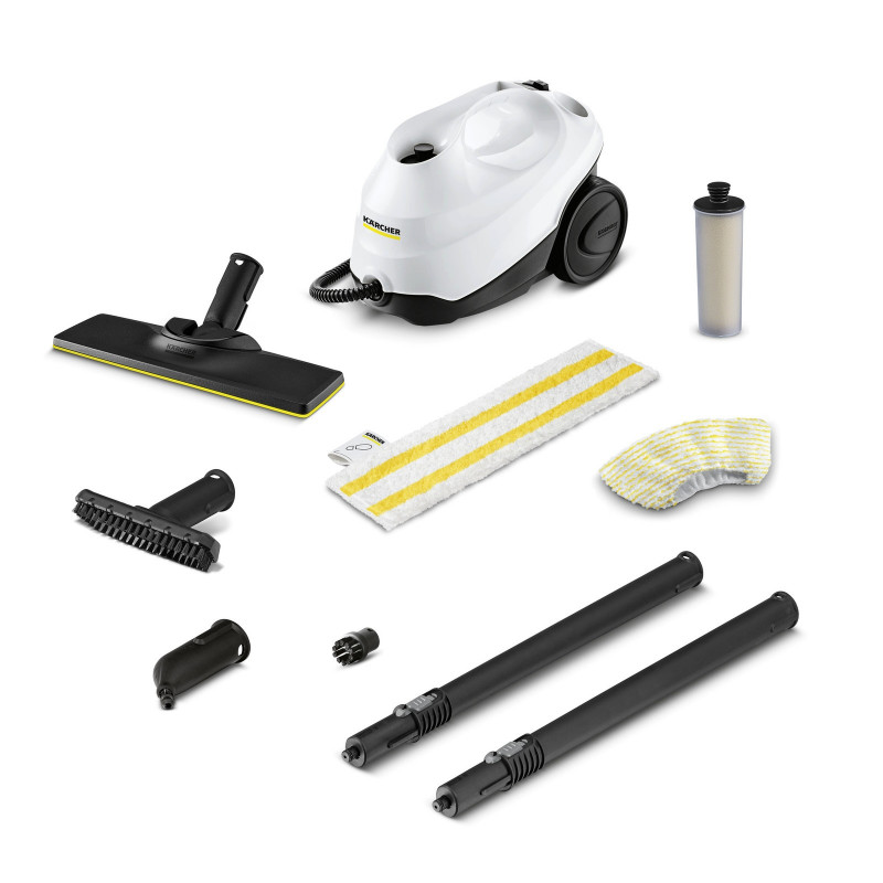 Ατμοκαθαριστής Karcher SC 3 EasyFix, 1900 W, 1 λίτρο, 3,5 bar, 75 m², Θέρμανση σε 30 δευτερόλεπτα, Προστασία από τα παιδιά, Λευκό/Μαύρο