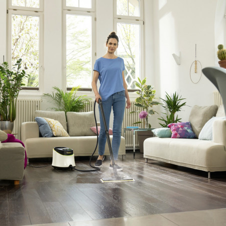 Ατμοκαθαριστής Karcher SC 3 Deluxe, 1900 W, 1 λίτρο, 3,5 bar, 75 m², Θέρμανση σε 30 δευτερόλεπτα, ενδεικτική λυχνία LED, Λευκό/Μαύρο