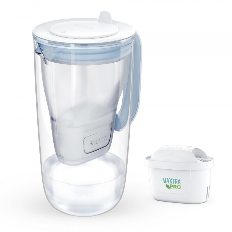 Κανάτα φιλτραρίσματος νερού Brita Maxtra PRO, 2,5 λίτρα, ενδεικτική λυχνία LED, βοριοπυριτικό γυαλί, γαλάζιο
