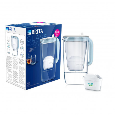 Κανάτα φιλτραρίσματος νερού Brita Maxtra PRO, 2,5 λίτρα, ενδεικτική λυχνία LED, βοριοπυριτικό γυαλί, γαλάζιο