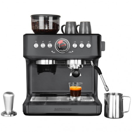 Μηχανή εσπρέσο Gastroback Advanced Urban Duo 42627, 3000 W, 15 bar, 30 βαθμοί άλεσης, Dual Thermoblock, Pre-brew, μανόμετρο, μαύρο