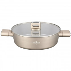 Ρηχή κατσαρόλα με καπάκι Swiss Haus SH-SCLC28CH, 28 x 8,5 εκ., 4,4 λίτρα, κεραμική επίστρωση Sapphire, χωρίς PTFE/PFAS/PFOA, κατάλληλη για επαγωγικές εστίες, χρώμα σαμπάνιας