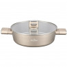 Ρηχή κατσαρόλα με καπάκι Swiss Haus SH-SCLC28CH, 28 x 8,5 εκ., 4,4 λίτρα, κεραμική επίστρωση Sapphire, χωρίς PTFE/PFAS/PFOA, κατάλληλη για επαγωγικές εστίες, χρώμα σαμπάνιας