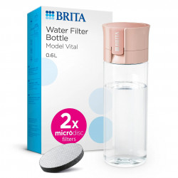 Φιάλη νερού με φίλτρο Brita Fill & Go Vital, 600 ml, φίλτρα MicroDisc, χωρίς BPA, ροζ