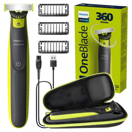 Τριμερ Philips OneBlade QP2724/23, λεπίδα 360 μοιρών, τεχνολογία OneBlade, διάρκεια λειτουργίας 45 λεπτά, μαύρο/κίτρινο
