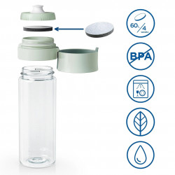 Φιάλη νερού με φίλτρο Brita Fill & Go Vital, 600 ml, φίλτρα MicroDisc, χωρίς BPA, ανοιχτό πράσινο