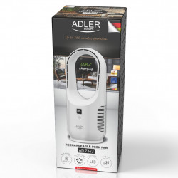 Επιτραπέζιος ανεμιστήρας Adler AD 7343, έως 6 ώρες, 3 ταχύτητες, οθόνη LED, USB-C, Λευκό