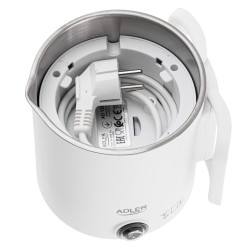Ηλεκτρική κατσαρόλα για ταξίδια Adler AD 1388w, 650 W, 0,8 λίτρα, Αφαιρούμενο καπάκι, Περιστρεφόμενη βάση, Λευκό