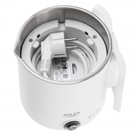Ηλεκτρική κατσαρόλα για ταξίδια Adler AD 1388w, 650 W, 0,8 λίτρα, Αφαιρούμενο καπάκι, Περιστρεφόμενη βάση, Λευκό