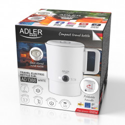 Ηλεκτρική κατσαρόλα για ταξίδια Adler AD 1388w, 650 W, 0,8 λίτρα, Αφαιρούμενο καπάκι, Περιστρεφόμενη βάση, Λευκό