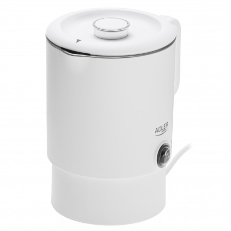 Ηλεκτρική κατσαρόλα για ταξίδια Adler AD 1388w, 650 W, 0,8 λίτρα, Αφαιρούμενο καπάκι, Περιστρεφόμενη βάση, Λευκό