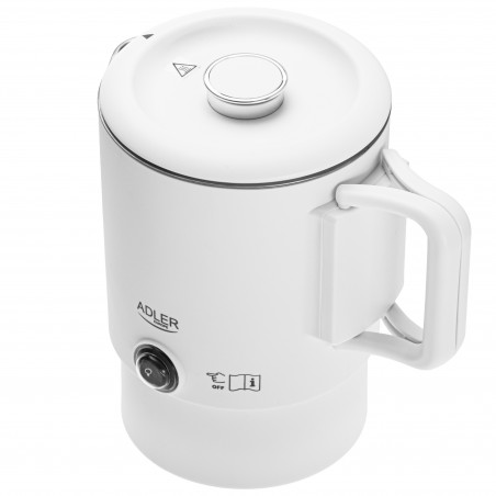 Ηλεκτρική κατσαρόλα για ταξίδια Adler AD 1388w, 650 W, 0,8 λίτρα, Αφαιρούμενο καπάκι, Περιστρεφόμενη βάση, Λευκό