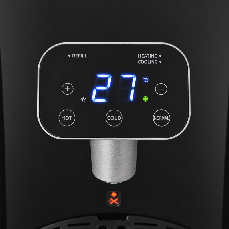 Διανομέας νερού Finlux FWD-2611TS, 520 W, 12-95 °C, Ψύξη 3 λ/ώρα, Θέρμανση 5 λ/ώρα, Με συμπιεστή, Μαύρο/ασημί