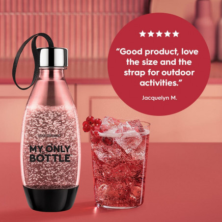 Φιάλη ανθρακούχου νερού Sodastream My Only Bottle, 0,5 λ, χωρίς BPA, συμβατή με τα μοντέλα Spirit, Jet, Fizzi, Genesis, One Touch, Play, Power και Source, μαύρη