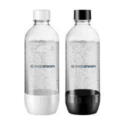 Σετ φιαλών ανθρακούχου νερού SodaStream Jet, 1 λίτρο, 2 τεμάχια, χωρίς BPA, κατάλληλες για πλυντήριο πιάτων, μαύρες