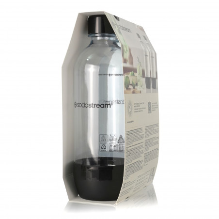 Σετ φιαλών ανθρακούχου νερού SodaStream Jet, 1 λίτρο, 2 τεμάχια, χωρίς BPA, κατάλληλες για πλυντήριο πιάτων, μαύρες