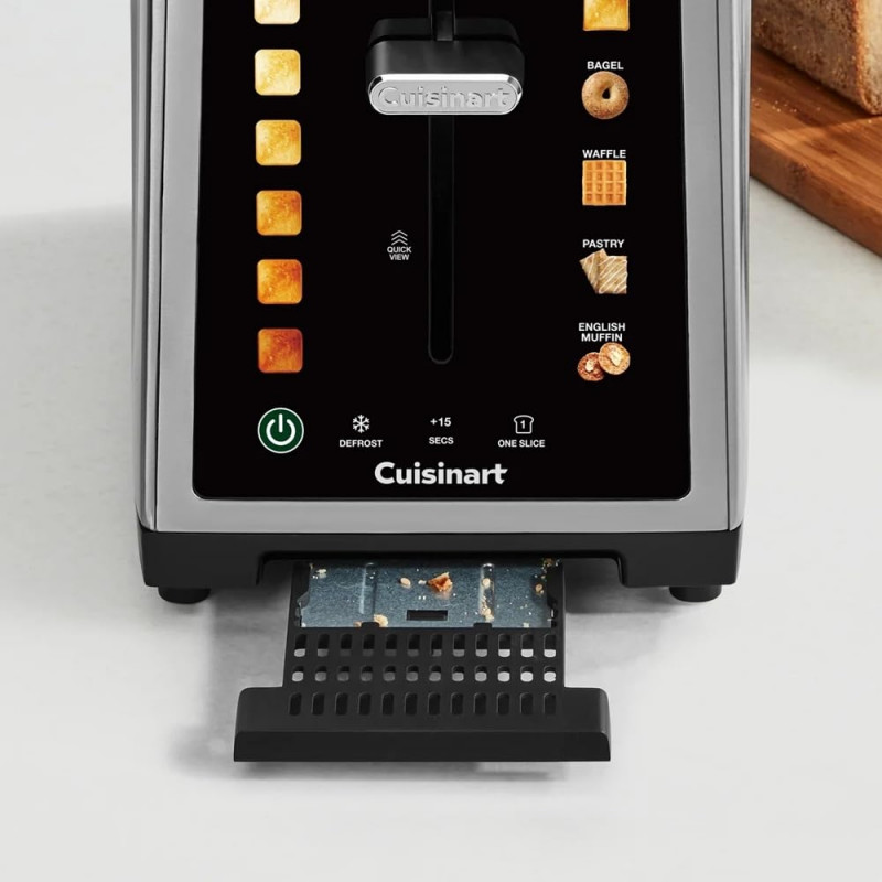 Τοστιέρα Cuisinart SimpliTouch XL RBT2200U, 1000 W, 6 επίπεδα, 5 προγράμματα, οθόνη αφής, αυτόματη κεντράρισμα, ανοξείδωτο/μαύρο