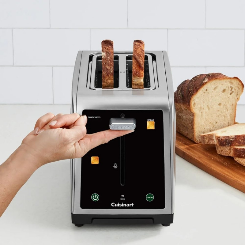 Τοστιέρα Cuisinart SimpliTouch XL RBT2200U, 1000 W, 6 επίπεδα, 5 προγράμματα, οθόνη αφής, αυτόματη κεντράρισμα, ανοξείδωτο/μαύρο