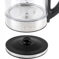 Ηλεκτρικός βραστήρας Cuisinart GK19E Double Glass, 3000 W, 1,7 λίτρα, 50-100 °C, βάση 360°, χειριστήρια αφής, φίλτρο, ενδεικτική λυχνία, ανοξείδωτο/μαύρο