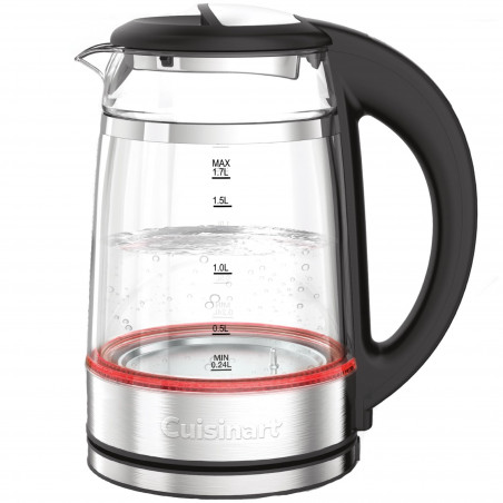 Ηλεκτρικός βραστήρας Cuisinart GK19E Double Glass, 3000 W, 1,7 λίτρα, 50-100 °C, βάση 360°, χειριστήρια αφής, φίλτρο, ενδεικτική λυχνία, ανοξείδωτο/μαύρο