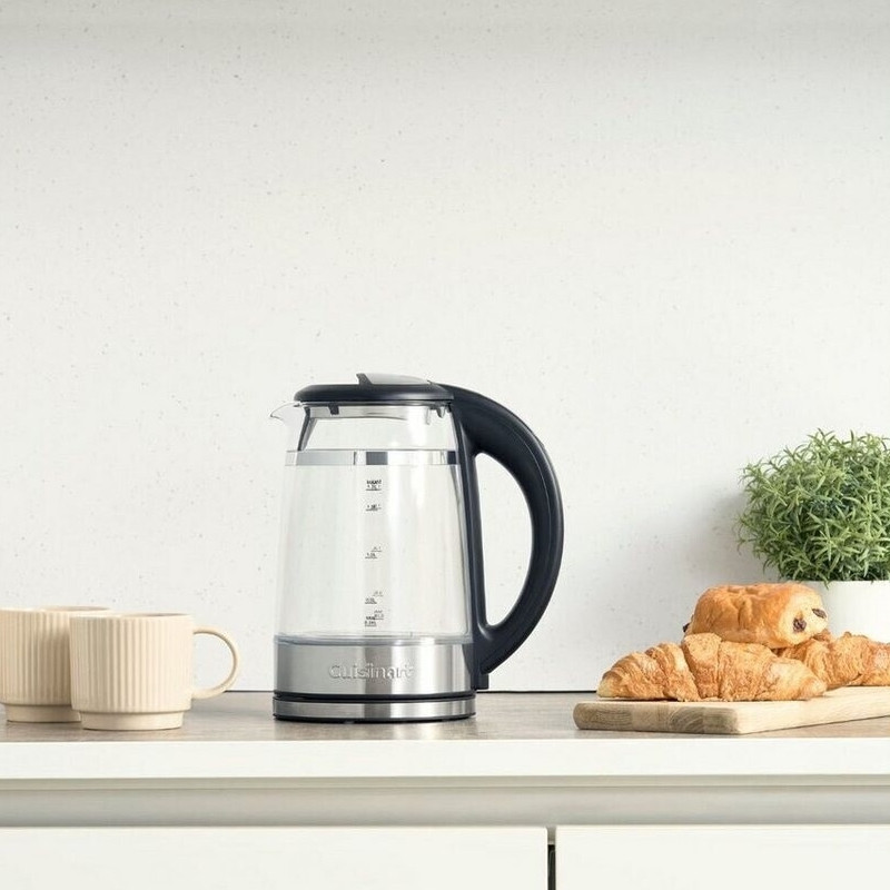 Ηλεκτρικός βραστήρας Cuisinart GK19E Double Glass, 3000 W, 1,7 λίτρα, 50-100 °C, βάση 360°, χειριστήρια αφής, φίλτρο, ενδεικτική λυχνία, ανοξείδωτο/μαύρο