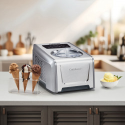 Μηχανή παγωτού Cuisinart Freeze Ease Pro ICE150E, 150 W, 1,5 λίτρα, 3 επίπεδα, 4 προγράμματα, συμπιεστής, ανοξείδωτο