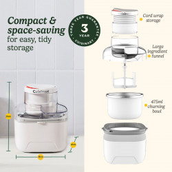 Μηχανή παγωτού Cuisinart Solo Scoops ICEM10E, 25 W, 475 ml, έως 8 μπάλες παγωτού, λευκό