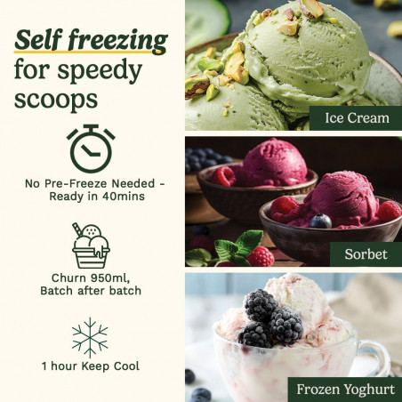 Μηχανή παγωτού Cuisinart Freeze Ease ICE90E, 100 W, 0,95 λίτρα, 3 προγράμματα, συμπιεστής, λευκό/γκρι