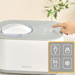 Μηχανή παγωτού Cuisinart Freeze Ease ICE90E, 100 W, 0,95 λίτρα, 3 προγράμματα, συμπιεστής, λευκό/γκρι