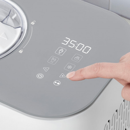 Μηχανή παγωτού Cuisinart Freeze Ease ICE90E, 100 W, 0,95 λίτρα, 3 προγράμματα, συμπιεστής, λευκό/γκρι
