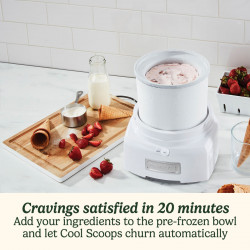 Μηχανή παγωτού Cuisinart Cool Scoops ICE21E, 35 W, 1,4 λίτρα, Έως 20 μπάλες παγωτού, Διαφανές καπάκι με εύκολο κλείσιμο, Λευκό