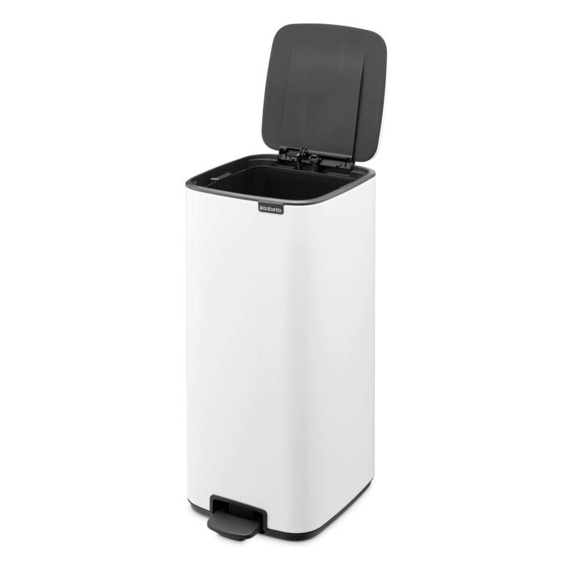 Κάδος απορριμμάτων Brabantia Bo Pedal 1010120, 30 λίτρα, Απαλό κλείσιμο, Αντιολισθητική βάση, Λευκό