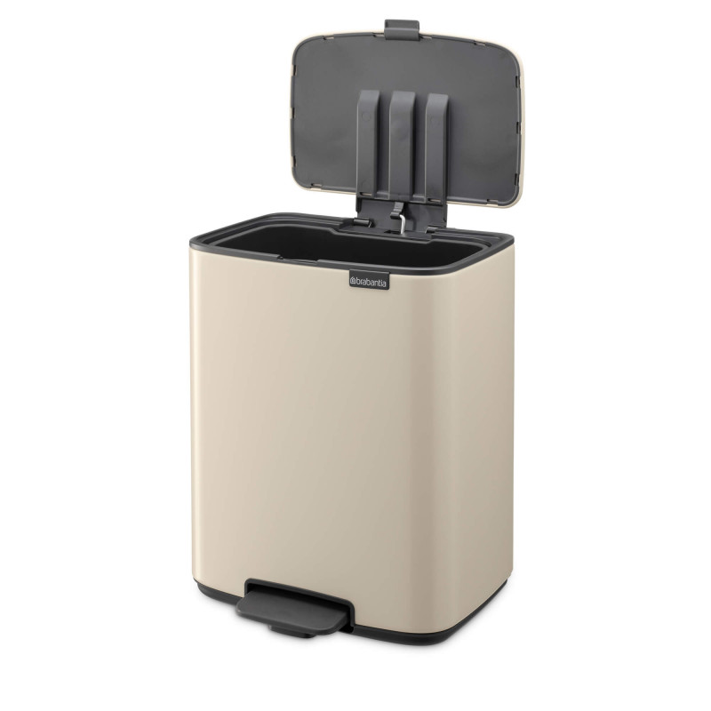 Κάδος απορριμμάτων Brabantia Bo Pedal 1010123, 12 λίτρα, Απαλό κλείσιμο, Αντιολισθητική βάση, Μπεζ