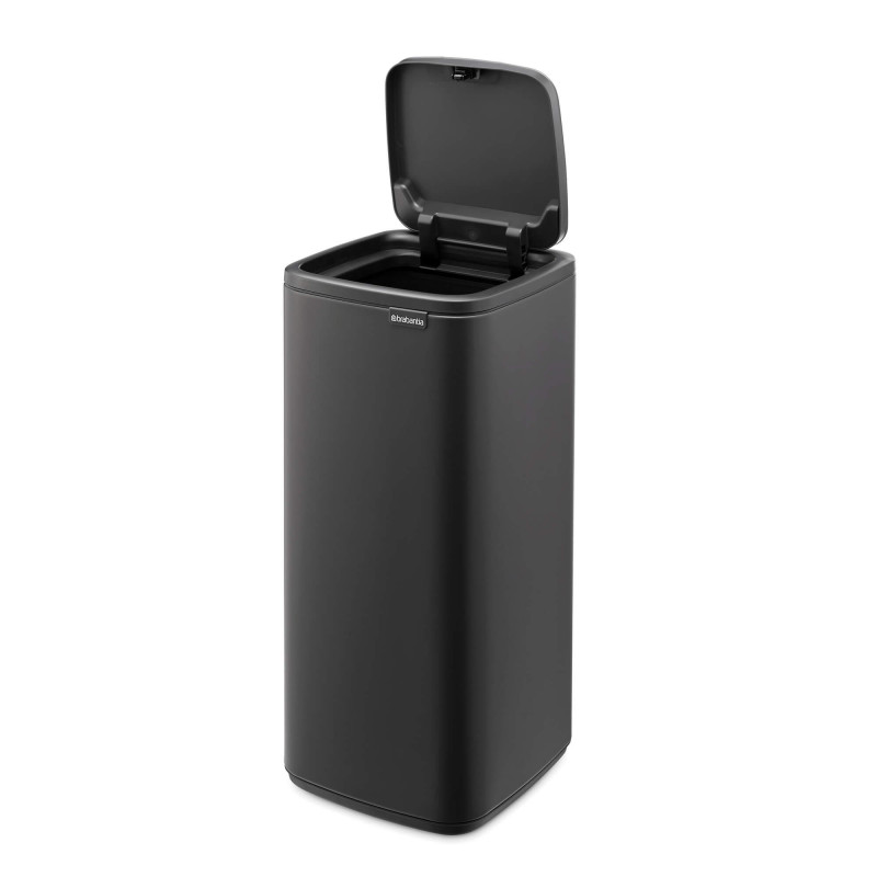 Κάδος απορριμμάτων Brabantia Bo Touch 1010135, 30 λίτρα, Ομαλό και αθόρυβο άνοιγμα, Μεγάλο άνοιγμα, Επίστρωση από ορυκτά, Σκούρο γκρι