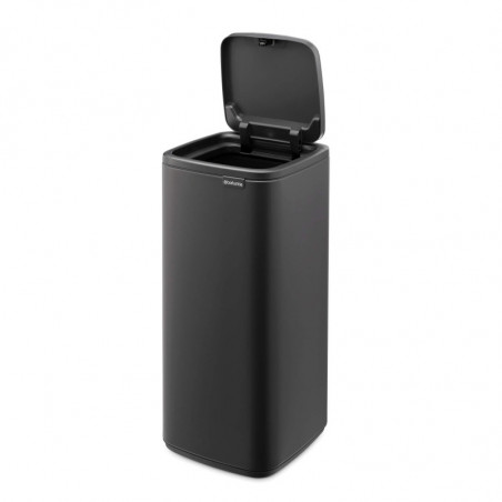 Κάδος απορριμμάτων Brabantia Bo Touch 1010135, 30 λίτρα, Ομαλό και αθόρυβο άνοιγμα, Μεγάλο άνοιγμα, Επίστρωση από ορυκτά, Σκούρο γκρι