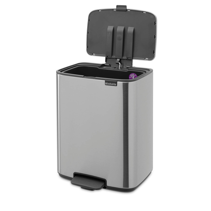 Κάδος απορριμμάτων Brabantia Bo Pedal 1010143, 12 λίτρα, Απαλό κλείσιμο, Αντιολισθητική βάση, Ανθεκτικός στα δακτυλικά αποτυπώματα, Ανοξείδωτο/Ματ