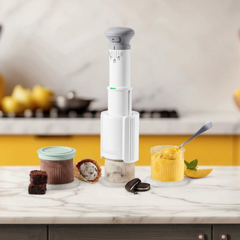Μηχανή παγωτού Cuisinart Freeze Wand ICEFD10E, 250 W, 240 ml, 5 προγράμματα, χωρίς BPA, αθόρυβη λειτουργία, λευκό