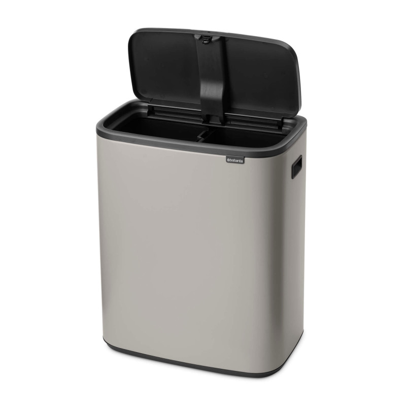Κάδος απορριμμάτων Brabantia Bo Touch 1010456, 2x30 λίτρα, Ομαλό και αθόρυβο άνοιγμα, Μεγάλο άνοιγμα, Γκρι