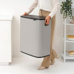 Κάδος απορριμμάτων Brabantia Bo Touch 1010456, 2x30 λίτρα, Ομαλό και αθόρυβο άνοιγμα, Μεγάλο άνοιγμα, Γκρι